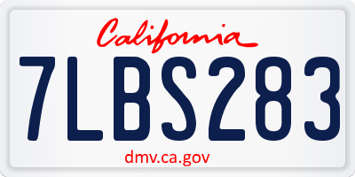CA license plate 7LBS283