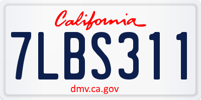 CA license plate 7LBS311