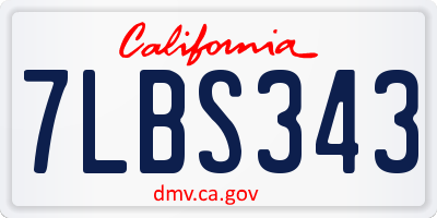 CA license plate 7LBS343