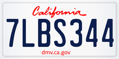 CA license plate 7LBS344