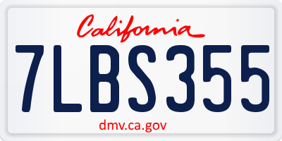 CA license plate 7LBS355