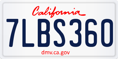 CA license plate 7LBS360