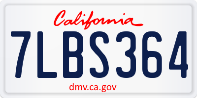 CA license plate 7LBS364