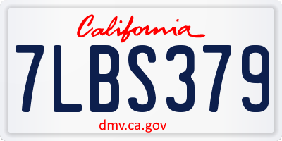 CA license plate 7LBS379