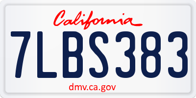 CA license plate 7LBS383