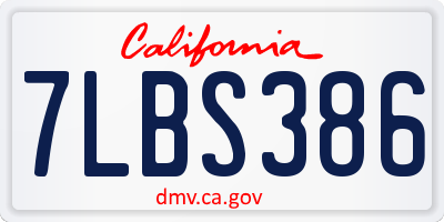 CA license plate 7LBS386