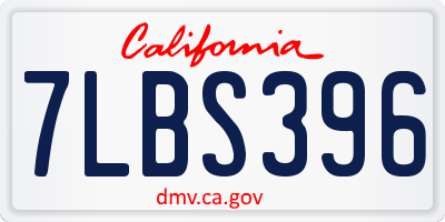 CA license plate 7LBS396