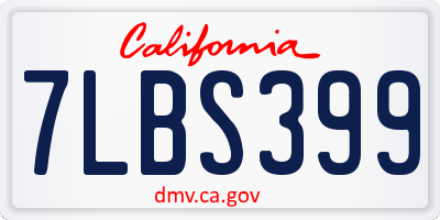 CA license plate 7LBS399