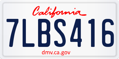 CA license plate 7LBS416