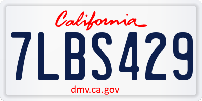 CA license plate 7LBS429