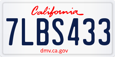 CA license plate 7LBS433