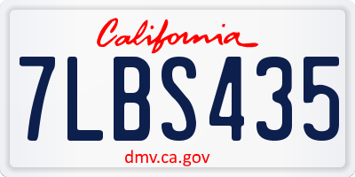 CA license plate 7LBS435
