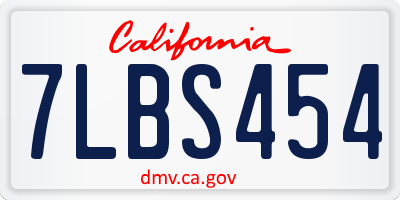 CA license plate 7LBS454