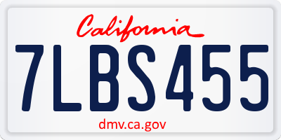 CA license plate 7LBS455