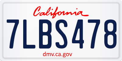 CA license plate 7LBS478