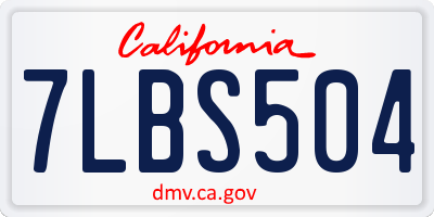 CA license plate 7LBS504