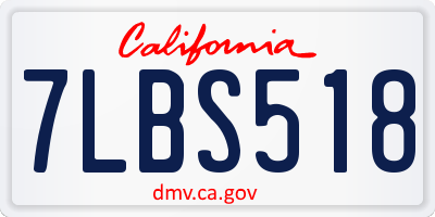 CA license plate 7LBS518