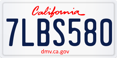 CA license plate 7LBS580