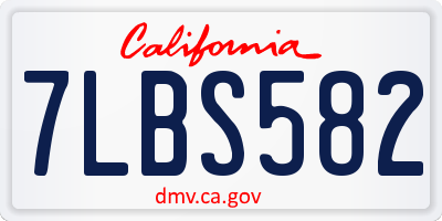 CA license plate 7LBS582