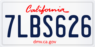 CA license plate 7LBS626