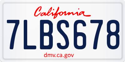 CA license plate 7LBS678