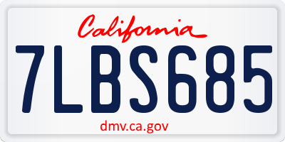 CA license plate 7LBS685