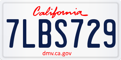 CA license plate 7LBS729