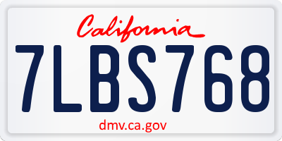 CA license plate 7LBS768