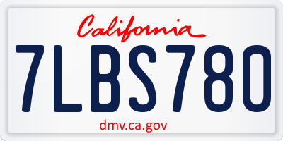 CA license plate 7LBS780