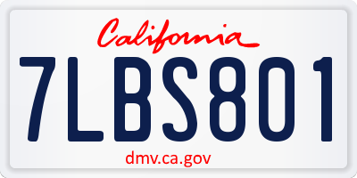 CA license plate 7LBS801