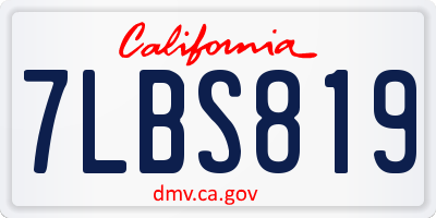 CA license plate 7LBS819