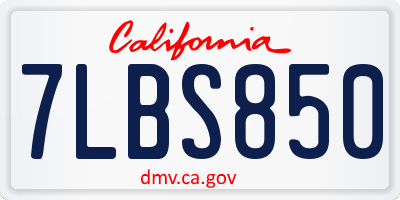CA license plate 7LBS850