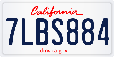 CA license plate 7LBS884