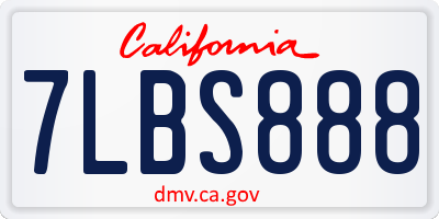 CA license plate 7LBS888