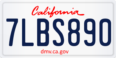 CA license plate 7LBS890