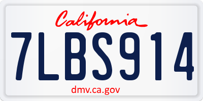 CA license plate 7LBS914