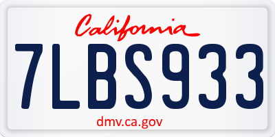 CA license plate 7LBS933
