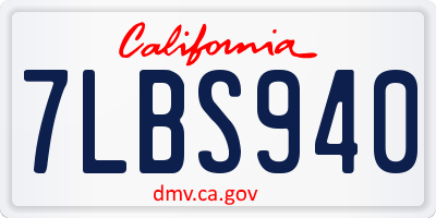 CA license plate 7LBS940