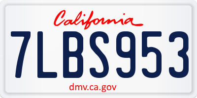 CA license plate 7LBS953
