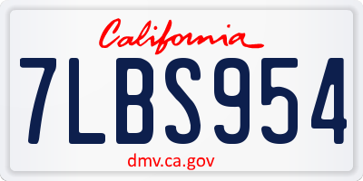 CA license plate 7LBS954