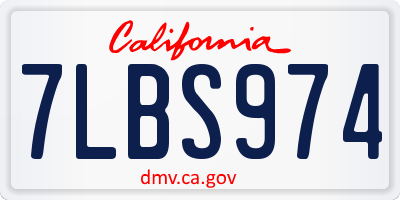 CA license plate 7LBS974