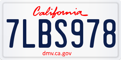 CA license plate 7LBS978