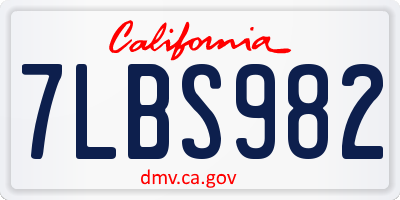CA license plate 7LBS982