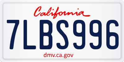 CA license plate 7LBS996