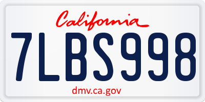 CA license plate 7LBS998