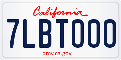 CA license plate 7LBT000
