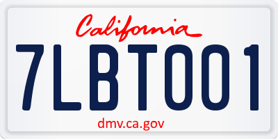 CA license plate 7LBT001