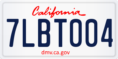 CA license plate 7LBT004