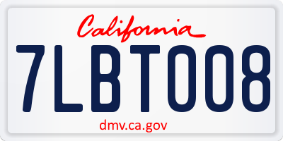 CA license plate 7LBT008