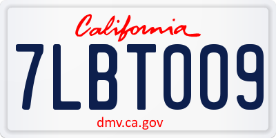 CA license plate 7LBT009